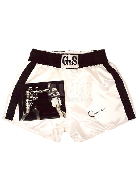 Cassius Clay Autographed Trunks & 8 x 10