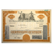 Madison Square Garden Corporate Stock Certificate