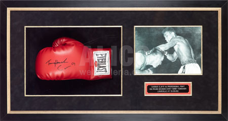 Autographed Gloves & Photo from Cassius Clay's 1st Pro Fight