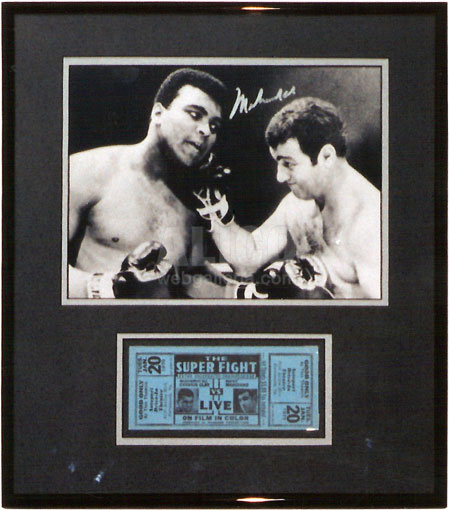 Muhammad Ali Rocky Marciano Framed Ticket and Photo