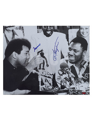 Muhammad Ali / Joe Frazier Autographed 16 x 20" Photograph
