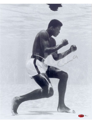 Cassius Clay Underwater Training Autographed 16 x 20" Photo