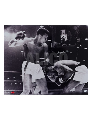 Cassius Clay / Sonny Liston Autographed 16 x 20" Action Shot 
