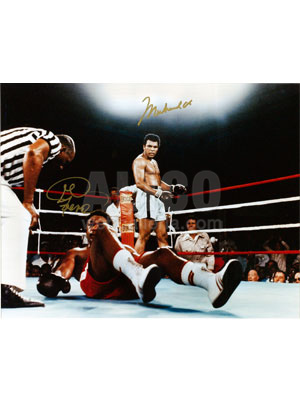 Muhammad Ali / George Foreman Autographed 16 x 20" Photo