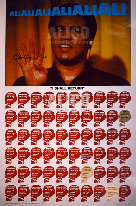 Vintage 1980 Muhammad Ali Fight History Poster