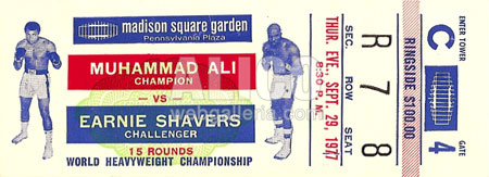Muhammad Ali / Earnie Shavers Ticket