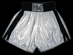 black trim Everlast boxing trunks autographed by Ken Norton